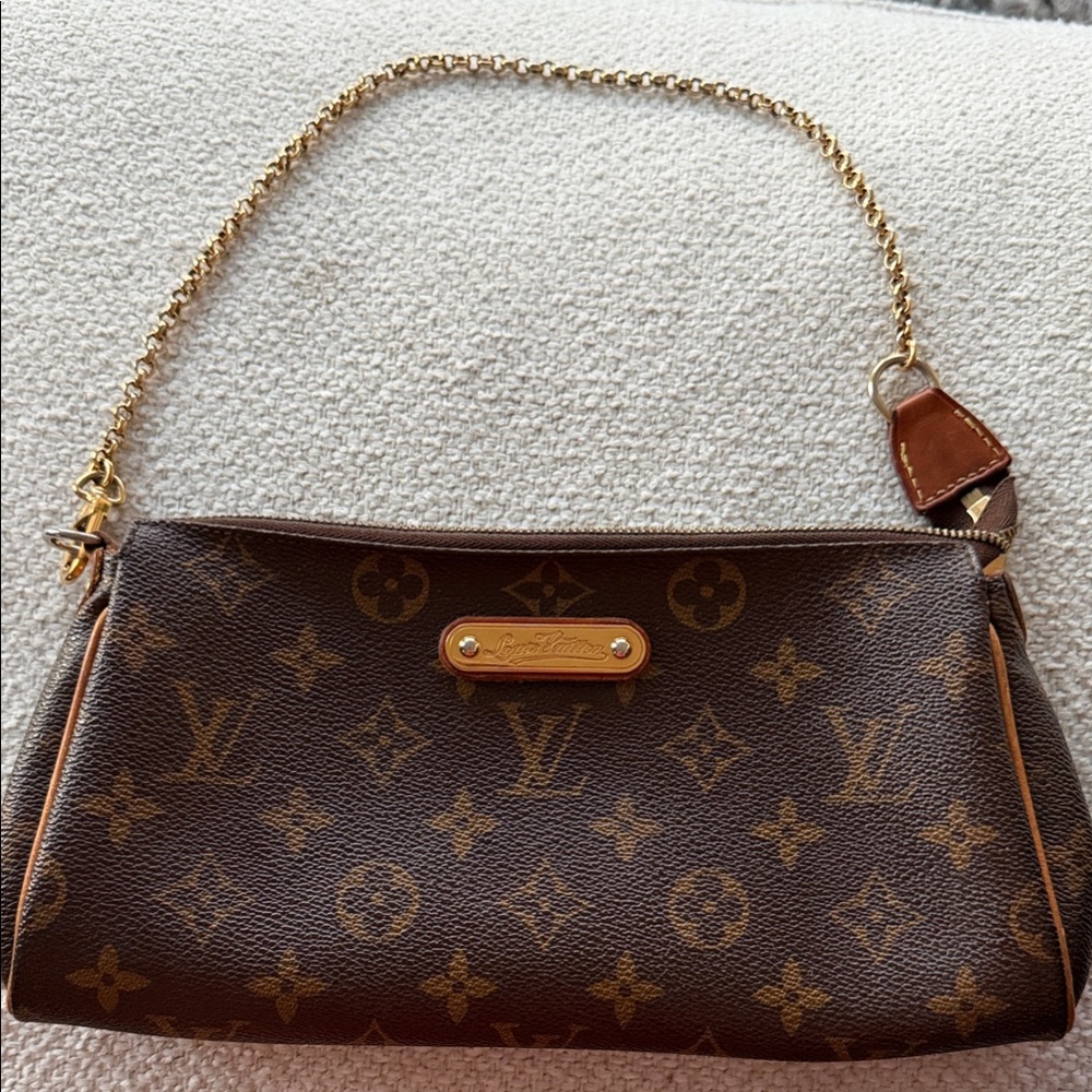 Louis Vuitton Monogram Canvas Chain Wristlet in Brown with Gold Hardware